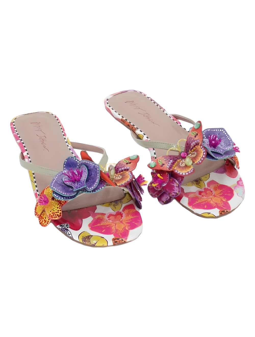 Betsey Johnson Nicolle Floral Butterfly Embellished Slide Sandals Size 9.5M